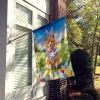 Finnish Spitz Easter Egg Hunt House Flag Large Porch Sleeve Pole Decorative Outside Yard Banner Artwork Wall Hanging, Polyester, House Size