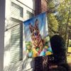 German Shepherd Easter Egg Hunt House Flag Large Porch Sleeve Pole Decorative Outside Yard Banner Artwork Wall Hanging, Polyester, House Size