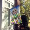 Tibetan Terrier Easter Egg Hunt House Flag Large Porch Sleeve Pole Decorative Outside Yard Banner Artwork Wall Hanging, Polyester, House Size