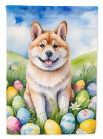 Akita Easter Egg Hunt House Flag Large Porch Sleeve Pole Decorative Outside Yard Banner Artwork Wall Hanging, Polyester, House Size, Multicolor (Default: Default)