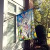 Samoyed Easter Egg Hunt House Flag Large Porch Sleeve Pole Decorative Outside Yard Banner Artwork Wall Hanging, Polyester, House Size, Multicolor
